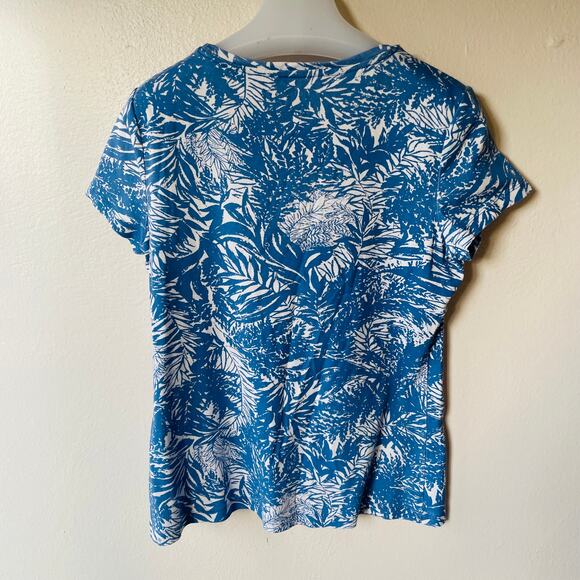 Talbots Size M t-shirt round collar tropical print - Picture 6 of 9